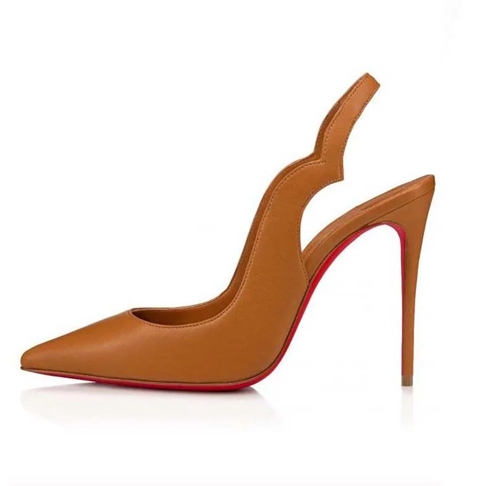 Christian Louboutin Hot Chick Sling 100 mm Heel Height for Women in Brown Christian Louboutin Hot Chick Sling 100 mm Heel Height for Women in Brown