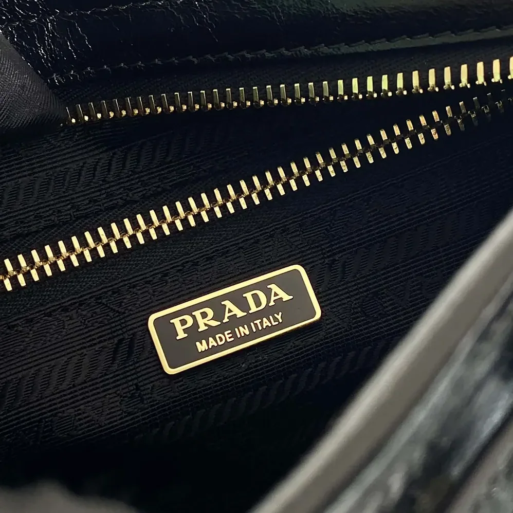 Prada Small Leather Shoulder Bag for Women in Black Prada Small Leather Shoulder Bag for Women in Black