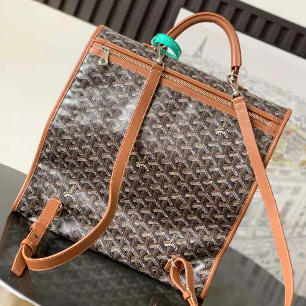 Goyard Saint Léger Backpack in Goyardine Canvas & Chevroches Calfskin for Women in Brown Goyard Saint Léger Backpack in Goyardine Canvas & Chevroches Calfskin for Women in Brown