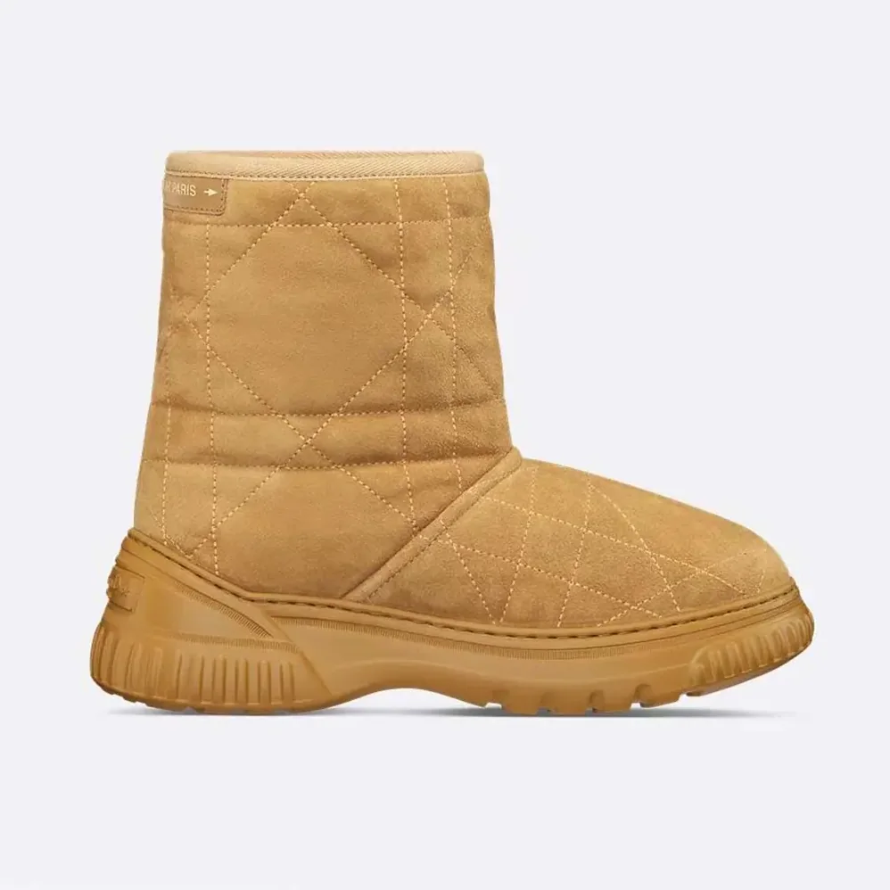 Dior Frost Ankle Boot Camel Cannage Suede and Ecru Lambskin Shearling for Women Dior Frost Ankle Boot Camel Cannage Suede and Ecru Lambskin Shearling for Women