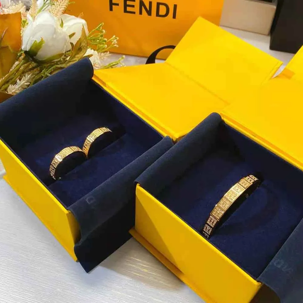 Fendi Hoop Earrings with FF Motif Gold for Women in colored Fendi Hoop Earrings with FF Motif Gold for Women in colored
