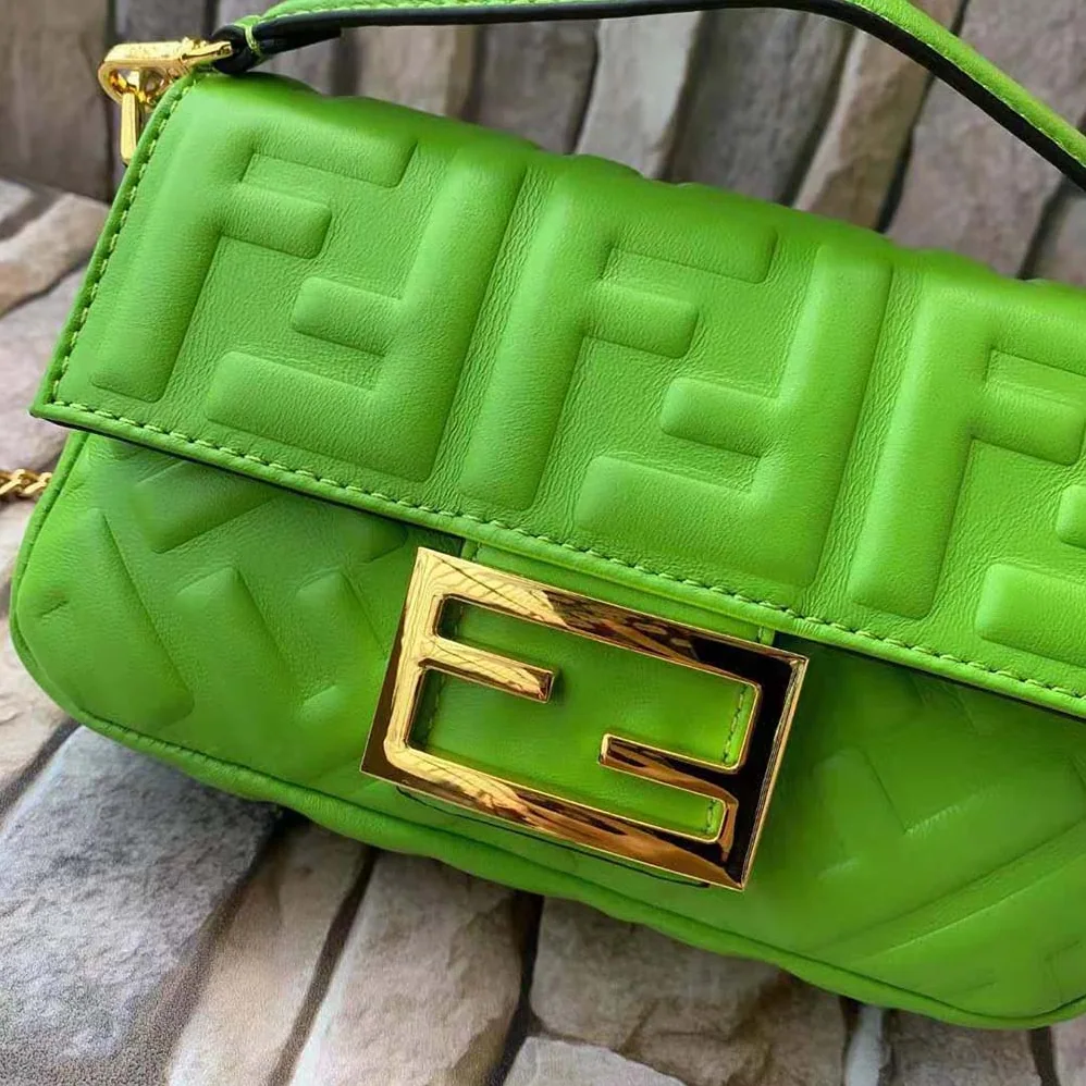Fendi Baguette Soft Nappa Leather Bag for Women in Green