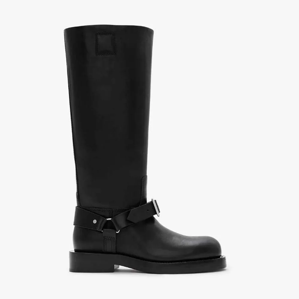 Burberry Leather Saddle Tall Boots for Women in Black Burberry Leather Saddle Tall Boots for Women in Black
