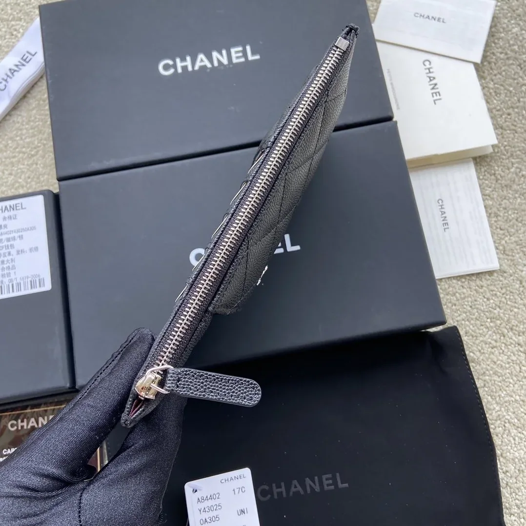 Chanel CO-CO Mini Pouch Wallet in Silver Hardware Black