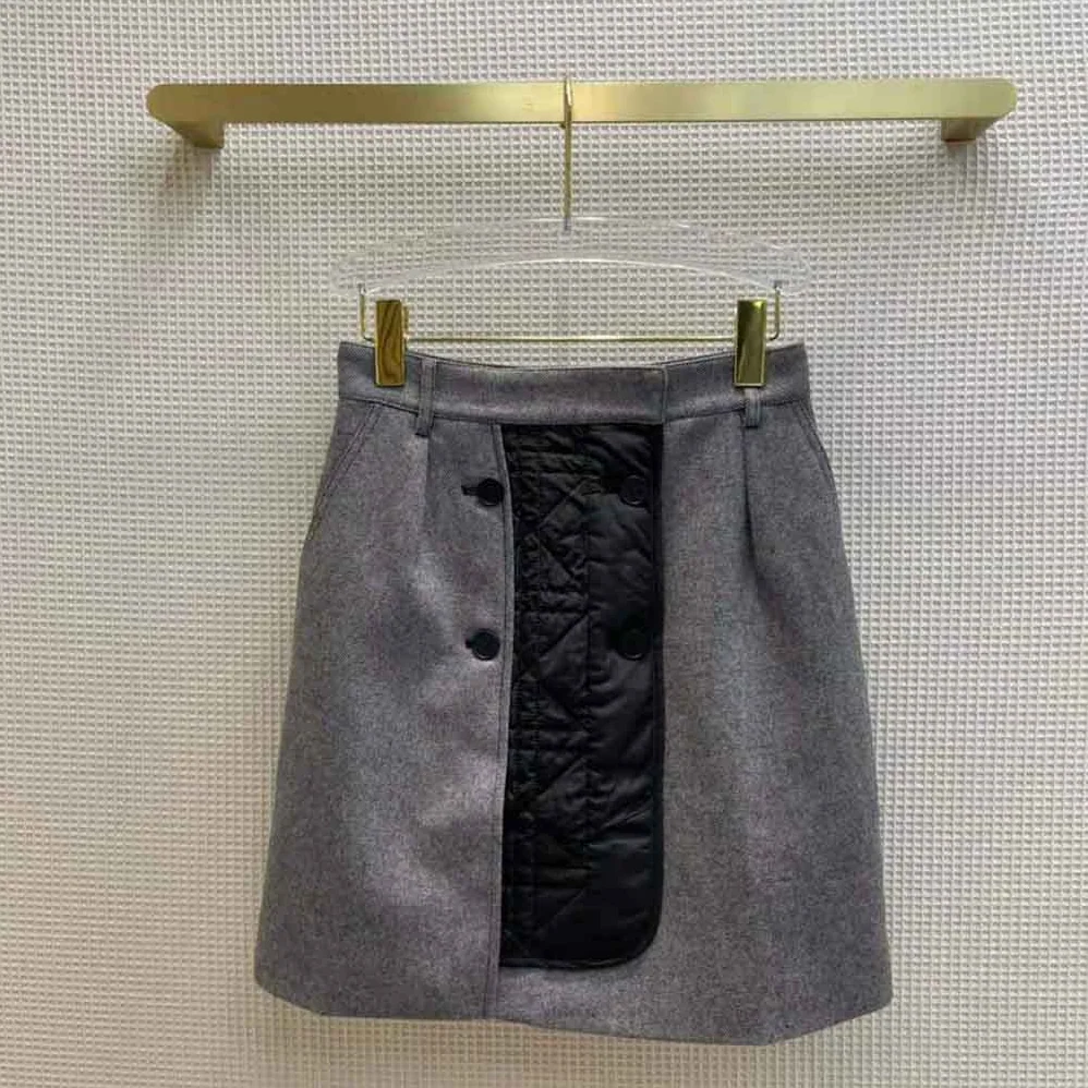 Dior Miniskirt with Macrocannage Lining Gray Cotton Drill for Women Dior Miniskirt with Macrocannage Lining Gray Cotton Drill for Women