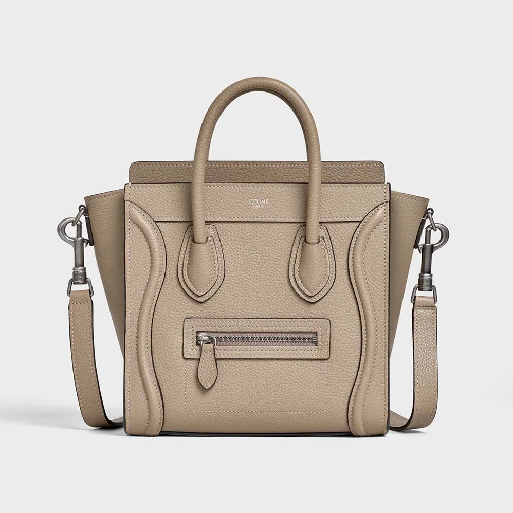 Celine Nano Luggage Bag in Drummed Calfskin for Women in Sandy