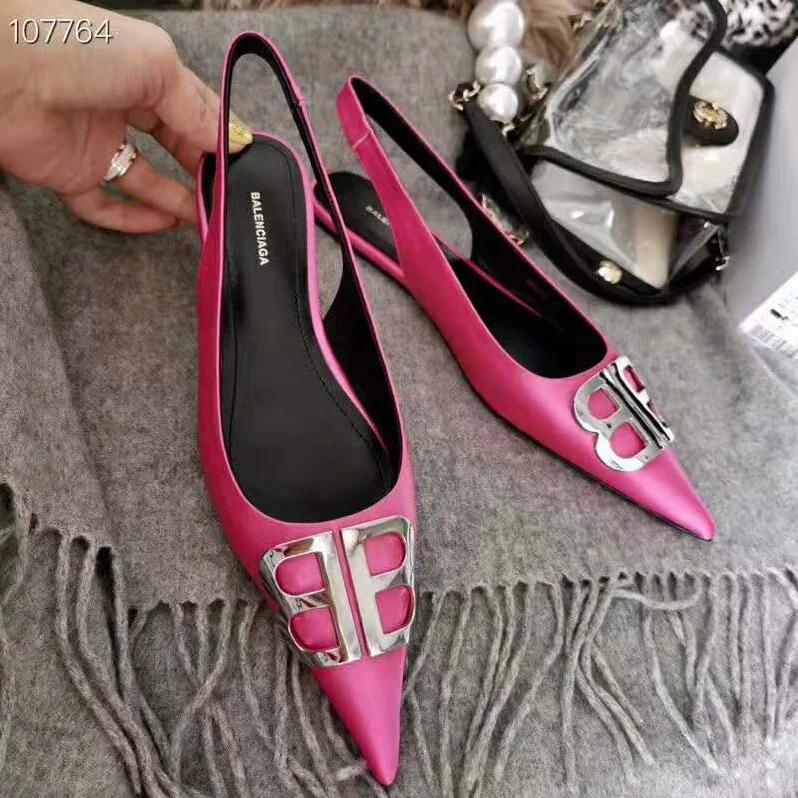 Balenciaga BB Flat Slingback Ballerina Satin 5mm Arch for Women in Rose Balenciaga BB Flat Slingback Ballerina Satin 5mm Arch for Women in Rose