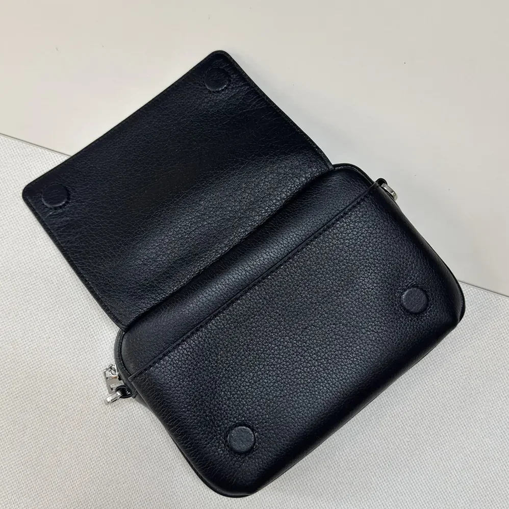 Loewe Small Pebble Messenger Bag in Supple Grained Calfskin for Unisex in Black