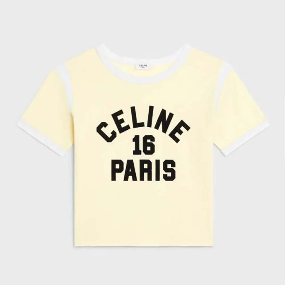 Celine 16 Boxy T-shirt in Cotton Jersey for Women in Yellow Celine 16 Boxy T-shirt in Cotton Jersey for Women in Yellow