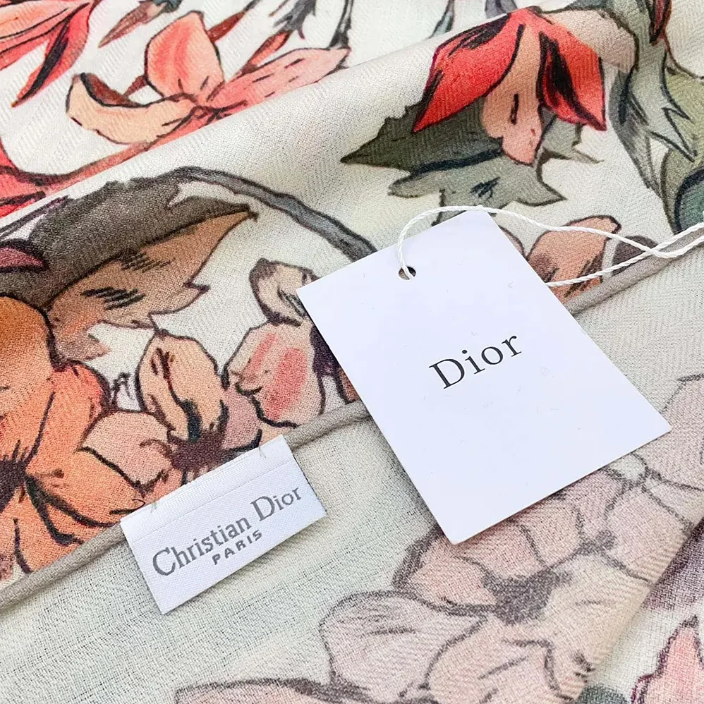 Dior Dior 4 Saisons Printemps Soleil 90 Square Scarf Ecru Multicolor Silk Twill for Unisex