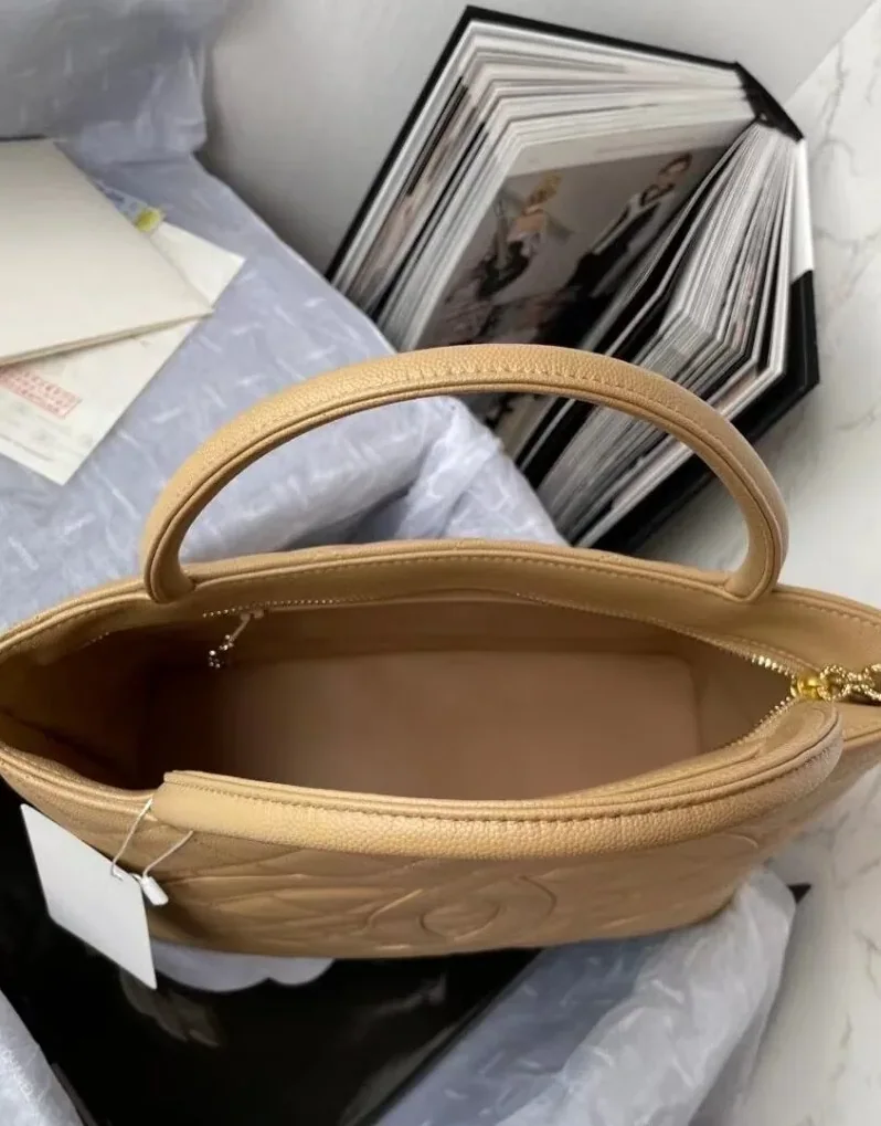 Chanel Medallion Tote Shoulder Beige Bag /