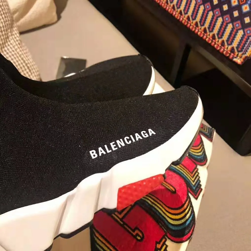 Balenciaga Speed Trainers in Knit and Balenciaga Logo for Women in Black Balenciaga Speed Trainers in Knit and Balenciaga Logo for Women in Black