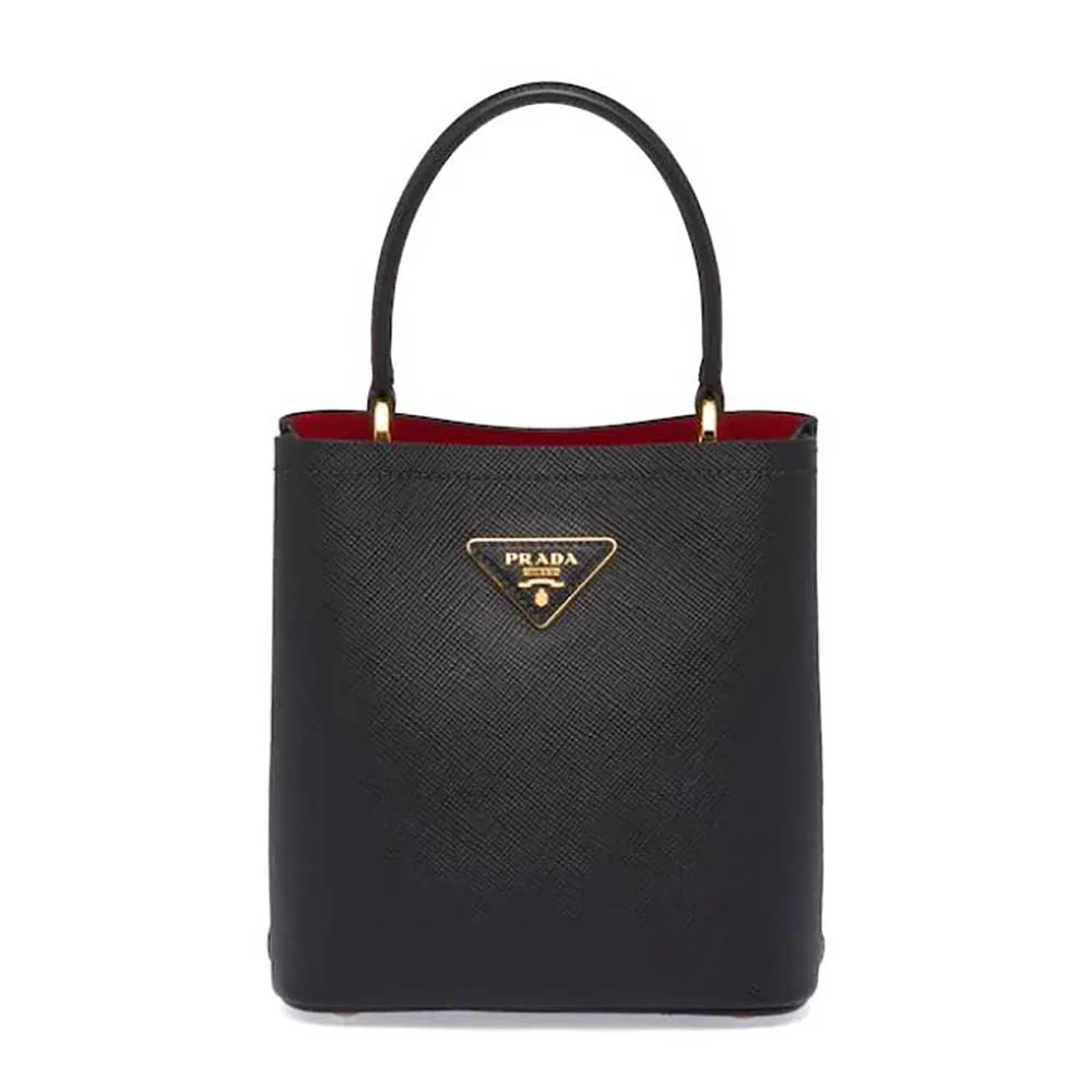 Prada Small Saffiano Leather Prada Panier Bag for Women in Black Prada Small Saffiano Leather Prada Panier Bag for Women in Black