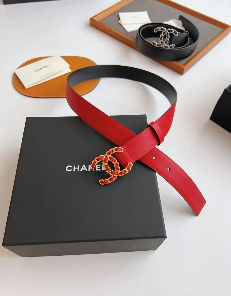 Chanel CC Chain Buckle Belt Red Chanel CC Chain Buckle Belt Red