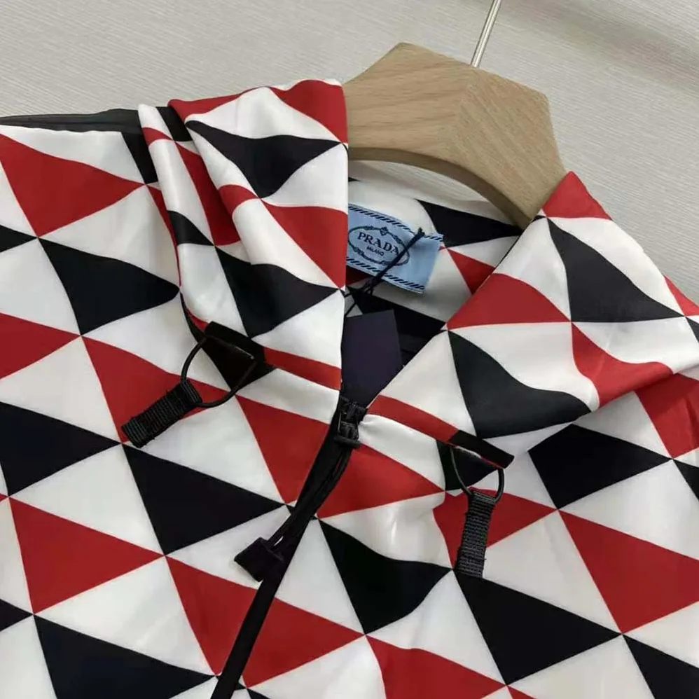 Prada Printed Jersey Hoodie for Women in Red