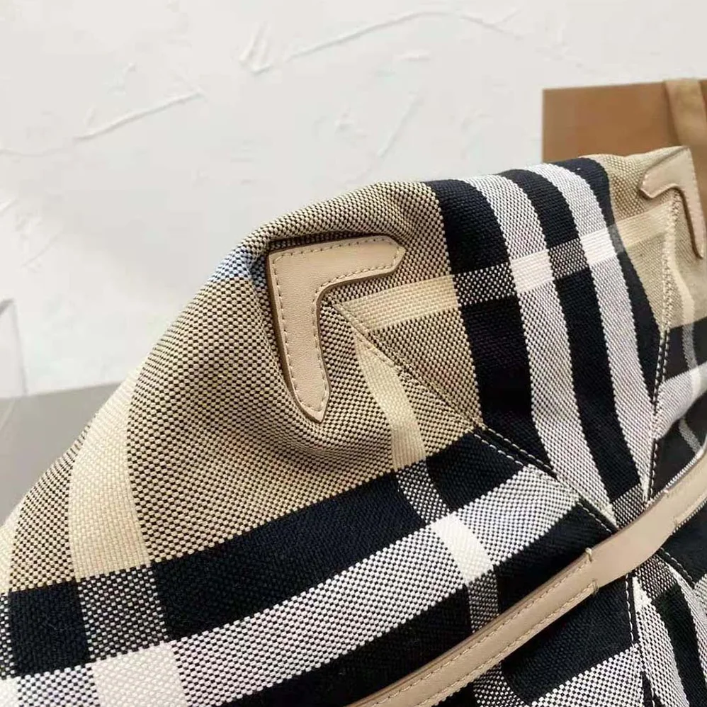 Burberry Medium Check Canvas Beach Tote for Women Burberry Medium Check Canvas Beach Tote for Women