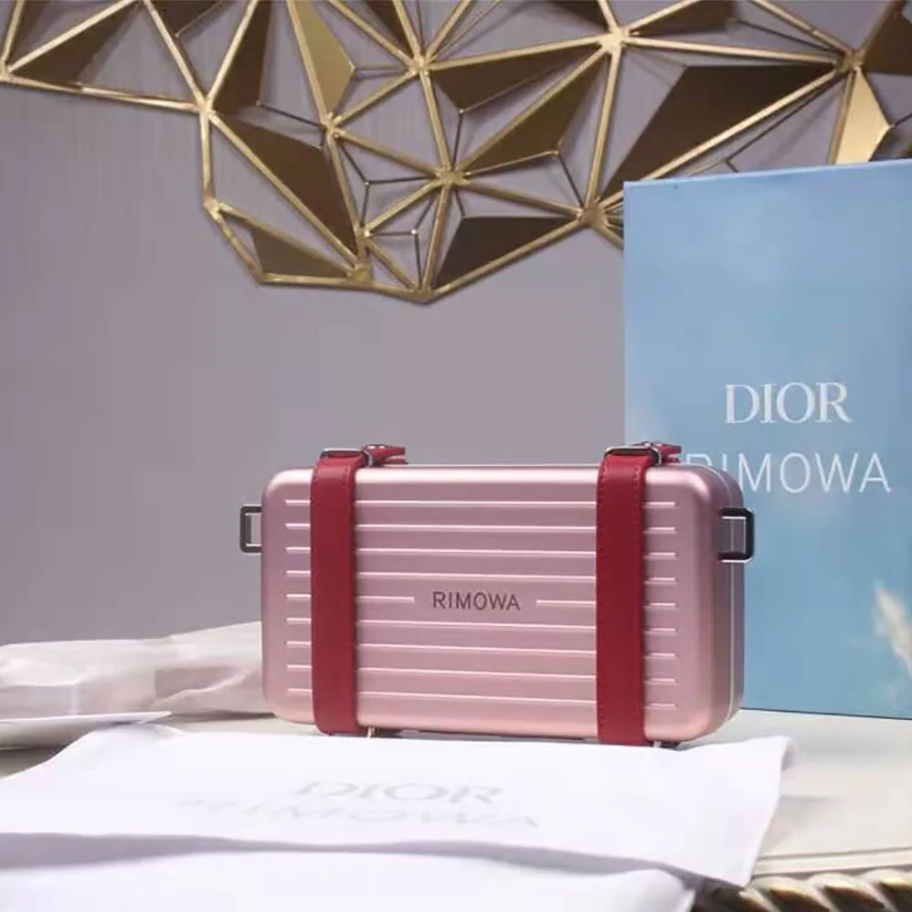 Dior Dior and Rimowa Personal Clutch Aluminum and Grained Calfskin for Men in Pink