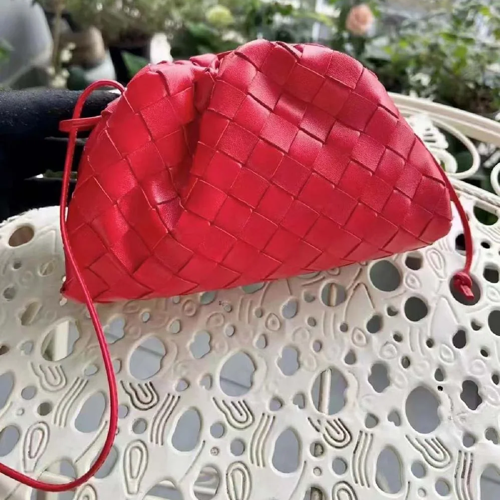 Bottega Veneta Mini Pouch Soft Voluminous Clutch in Supple Calf Leather for Women in Red