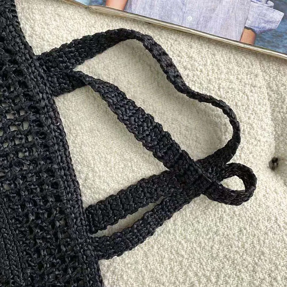 Prada Raffia Tote Bag for Women in Black Prada Raffia Tote Bag for Women in Black