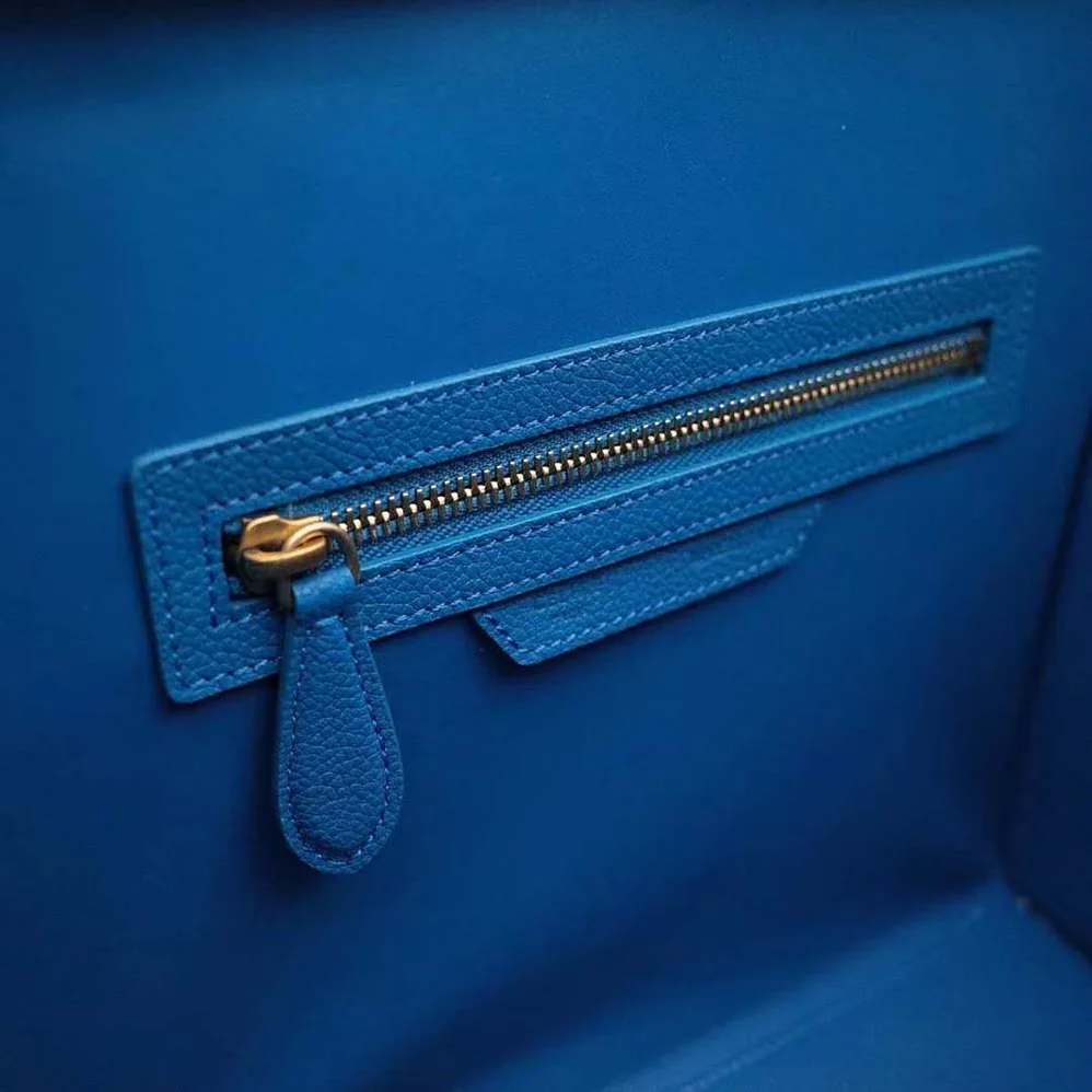 Celine Micro Luggage Handbag in Drummed Calfskin for Women in Blue Celine Micro Luggage Handbag in Drummed Calfskin for Women in Blue