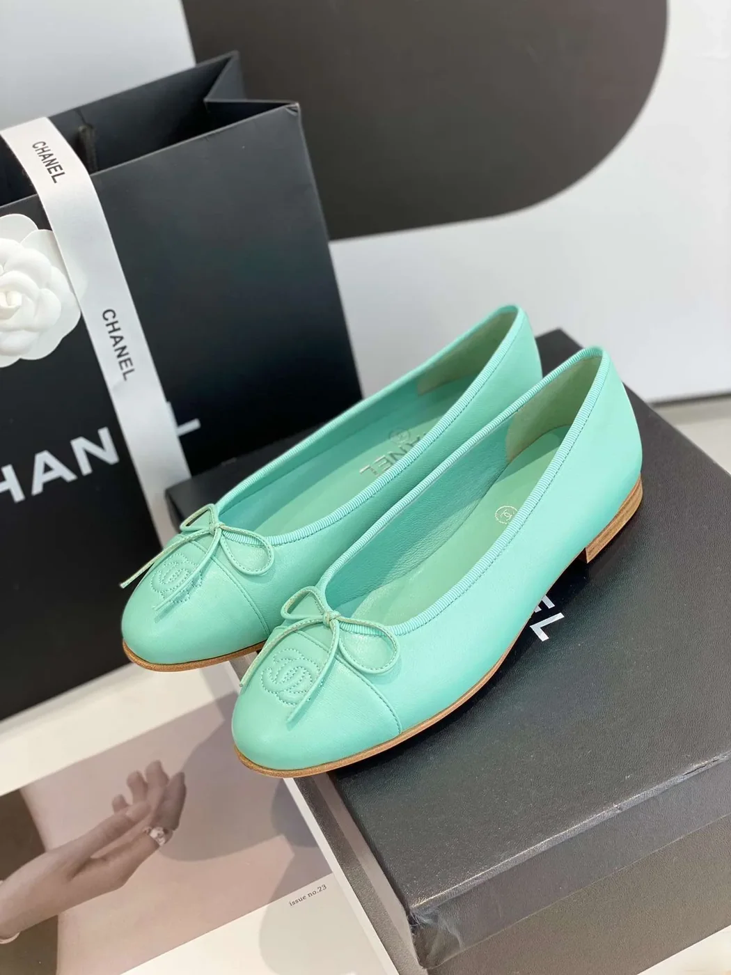Chanel Ballet Flats Jade Green