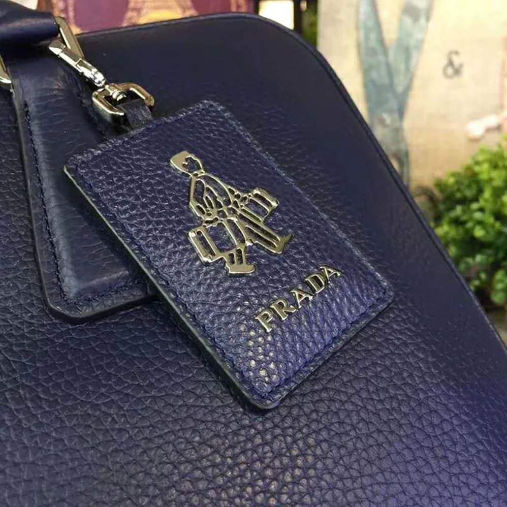 Prada Saffiano Leather Briefcase Bag for Men in Navy