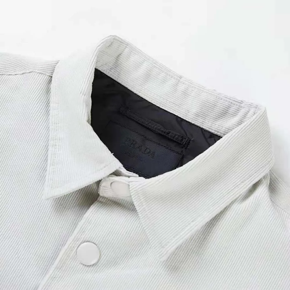 Prada Pinwale Corduroy Shirt for Men in White Prada Pinwale Corduroy Shirt for Men in White
