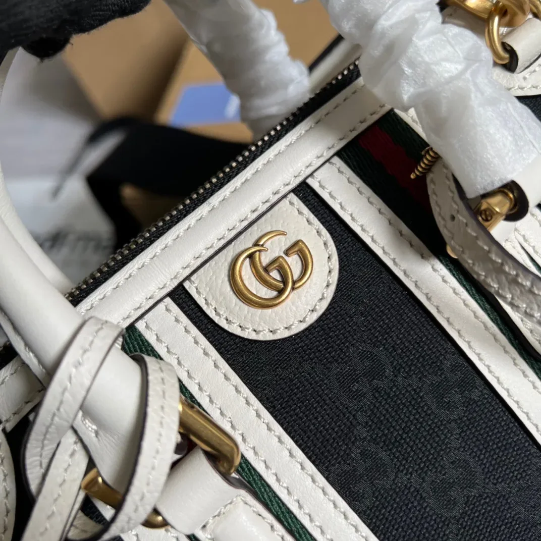 Mini Top Handle Bag With Double G White in Brown /