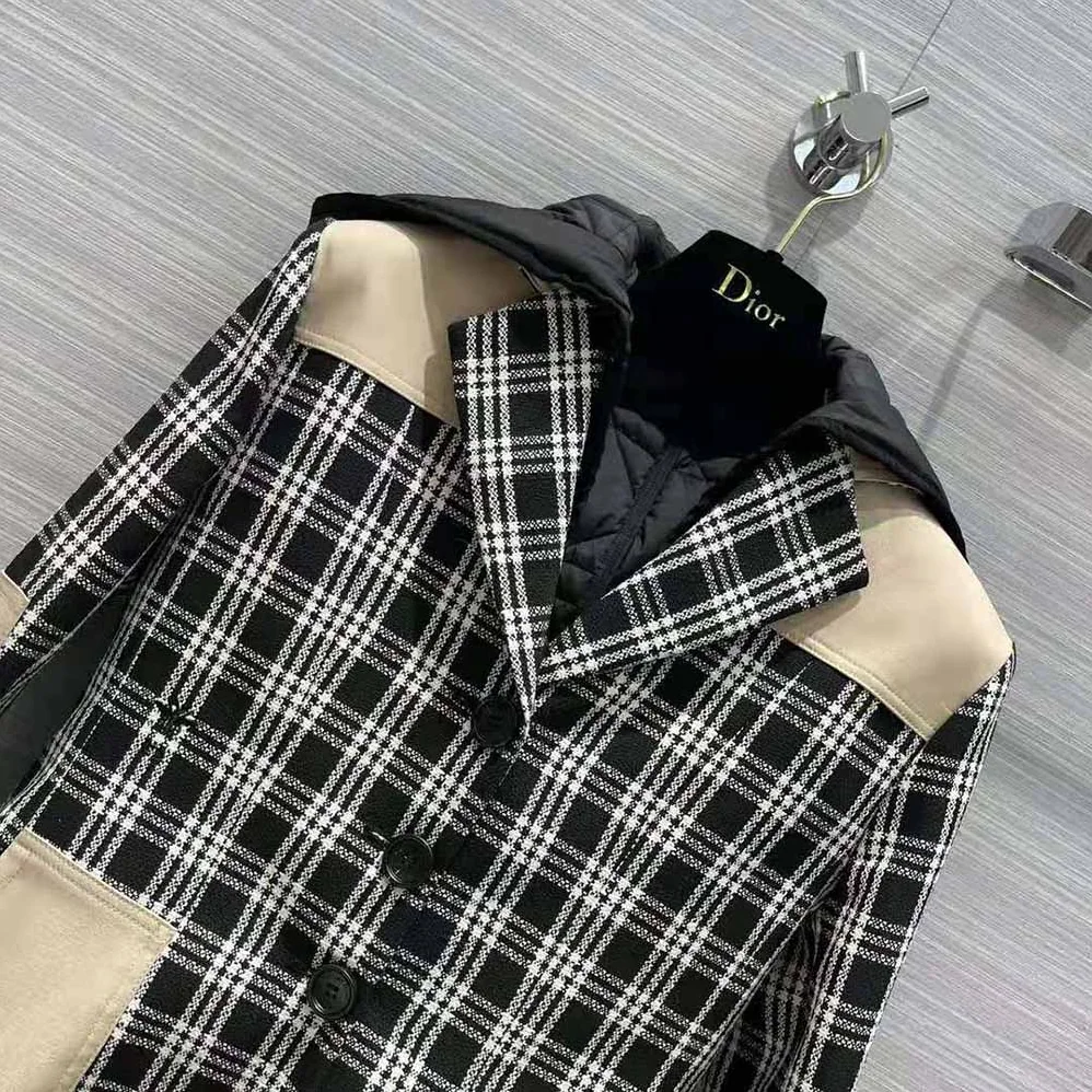 Dior 2-in-1 Jacket Black and White Check'n'Dior Wool for Women Dior 2-in-1 Jacket Black and White Check'n'Dior Wool for Women