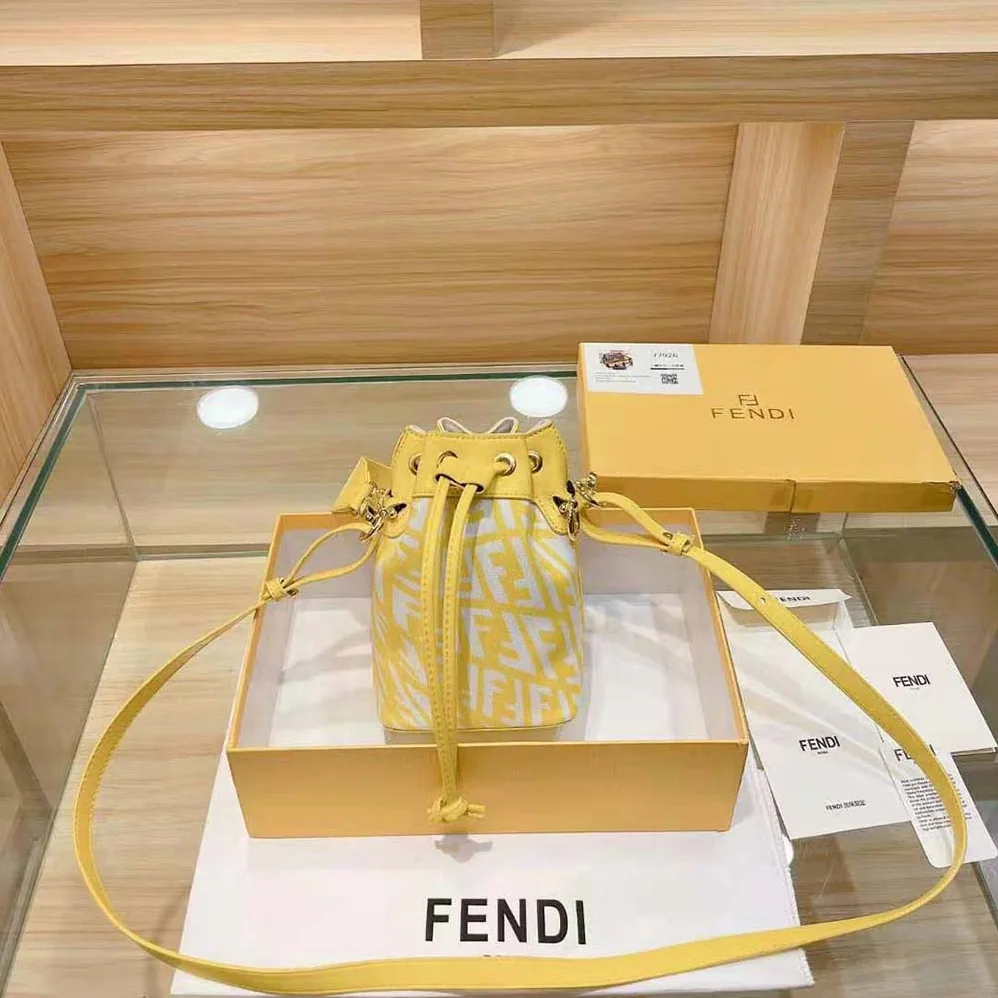 Fendi Mon Tresor Glazed Canvas Mini-Bag for Women in Yellow Fendi Mon Tresor Glazed Canvas Mini-Bag for Women in Yellow