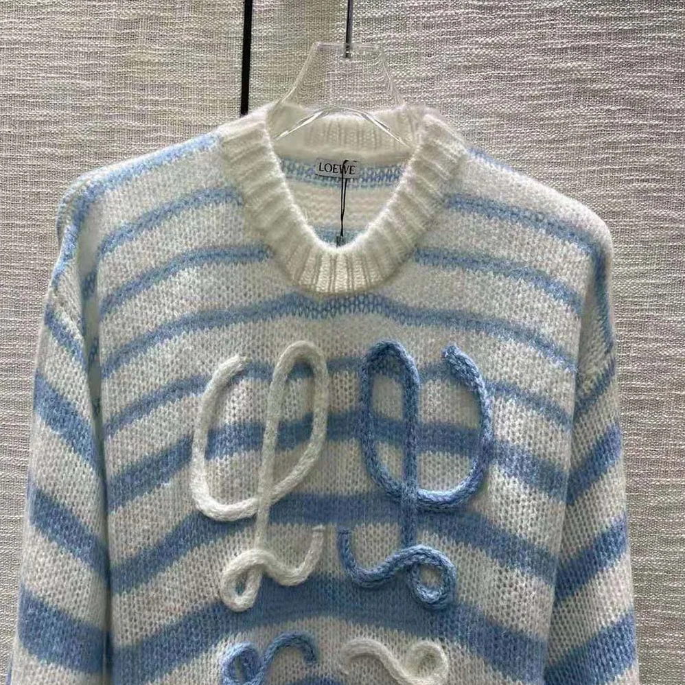 Loewe Anagram Sweater in Mohair for Women in Blue Loewe Anagram Sweater in Mohair for Women in Blue