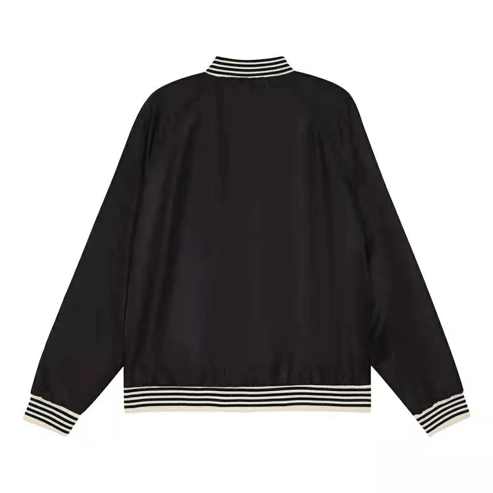 Celine Embroidered Teddy Jacket in Satin-finish Nylon for Men in Black