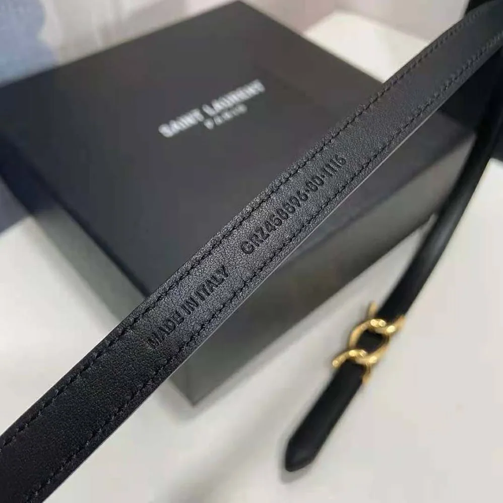 Saint Laurent YSL Maillon Thin Belt in Shiny Leather for Women Saint Laurent YSL Maillon Thin Belt in Shiny Leather for Women