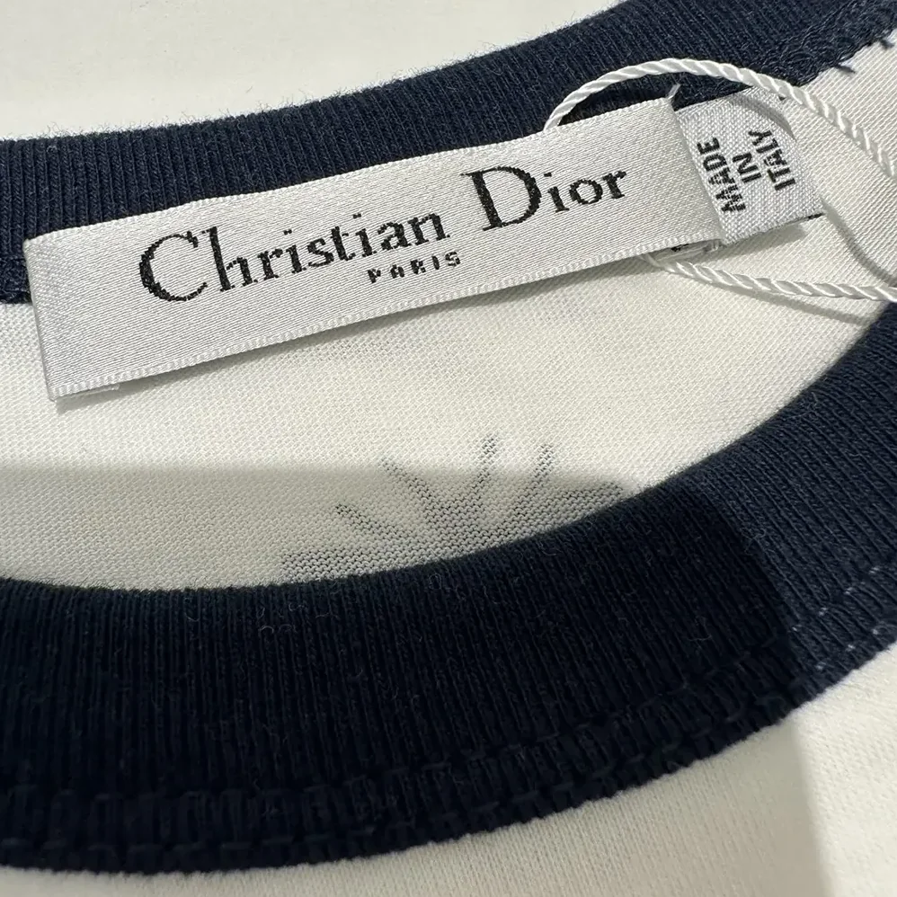 Dior Dioriviera T-Shirt Ecru and Navy Blue Cotton Jersey for Men Dior Dioriviera T-Shirt Ecru and Navy Blue Cotton Jersey for Men