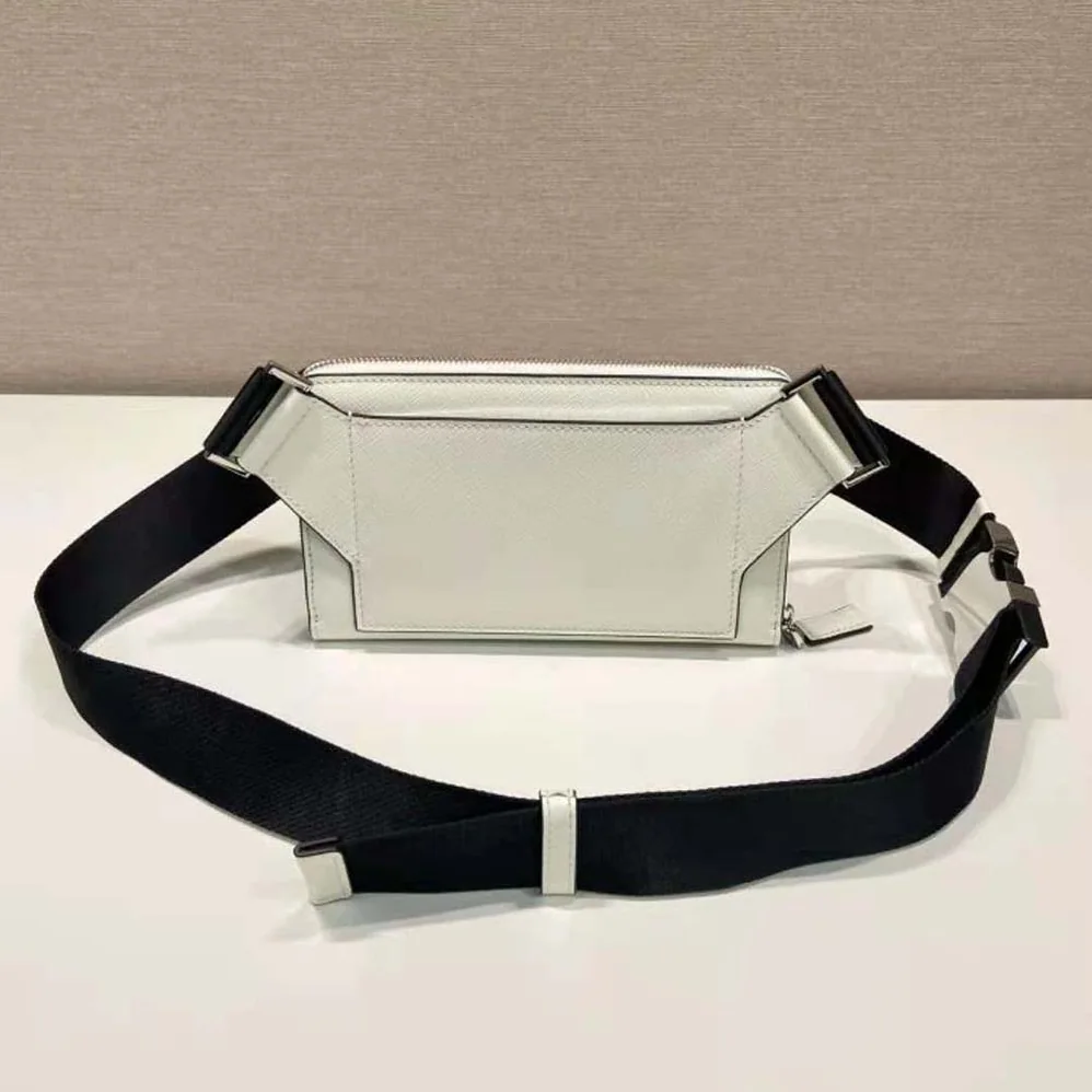Prada Saffiano Leather Belt Bag for Men in White