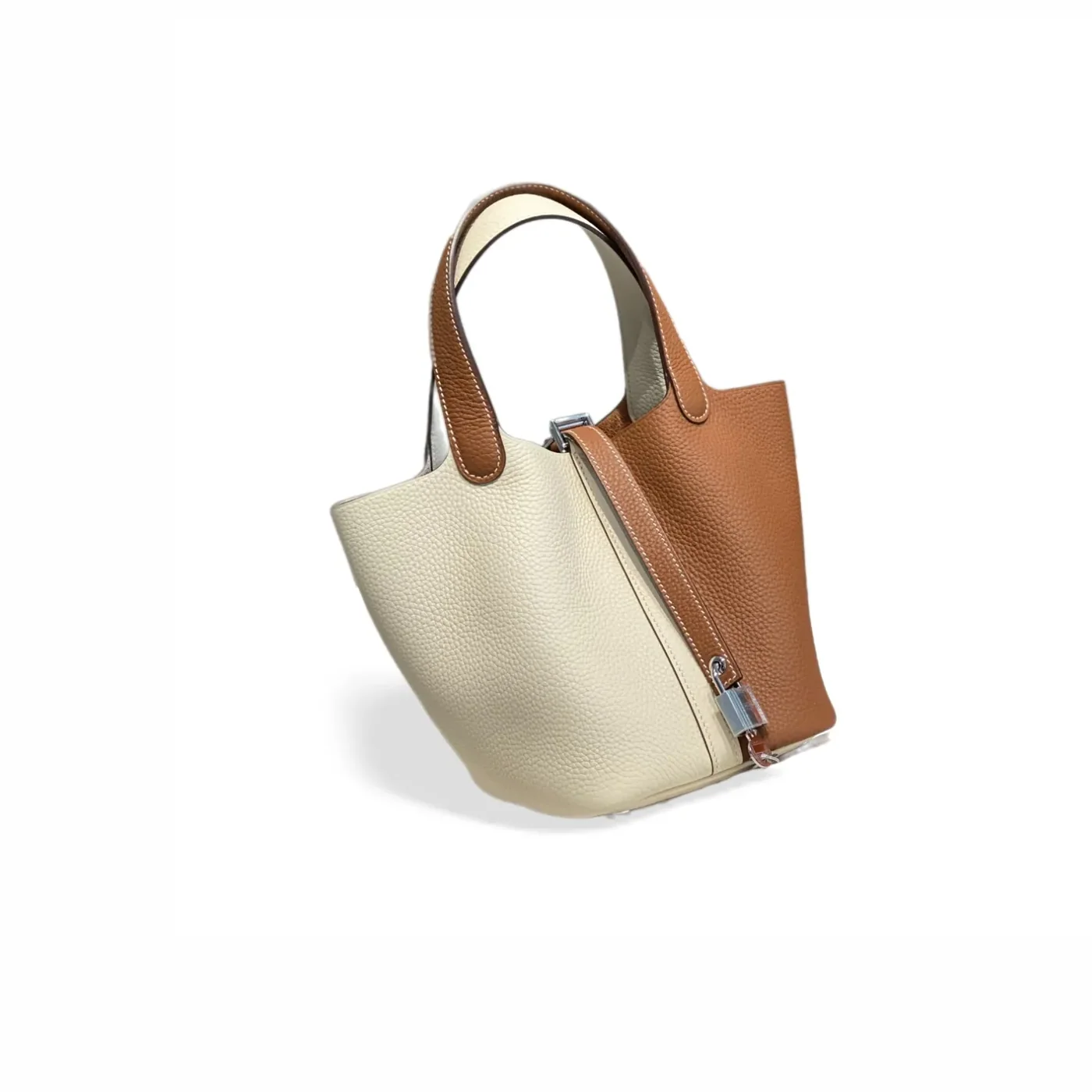 Hermes Picotin Lock 18 Bag Cream in Brown / Hermes Picotin Lock 18 Bag Cream in Brown /