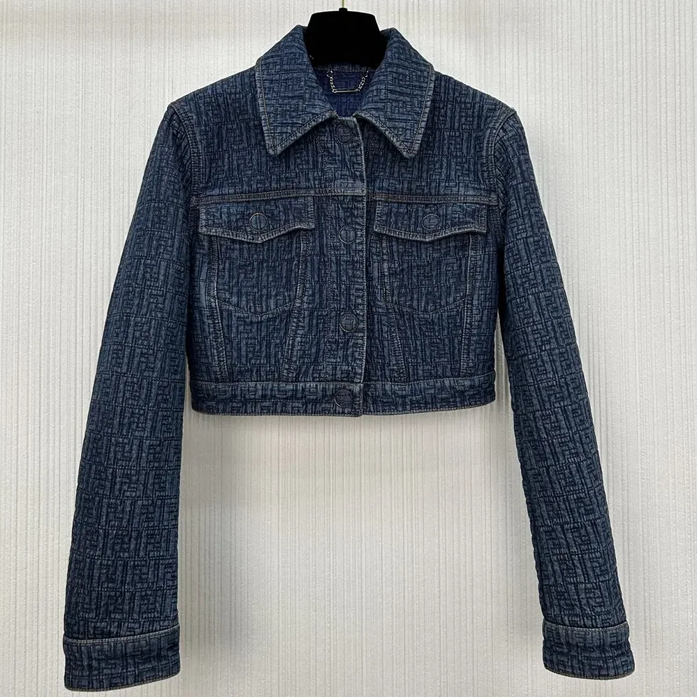 Fendi Dark Blue FF Denim Jacket for Women Fendi Dark Blue FF Denim Jacket for Women