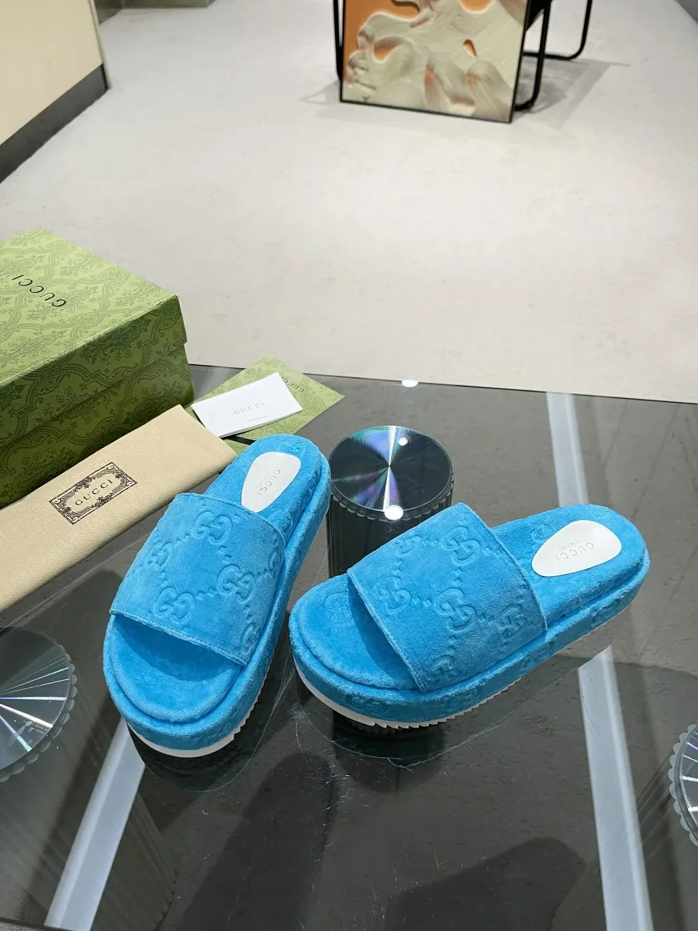 Gucci GG Platform Sandal Blue for Women