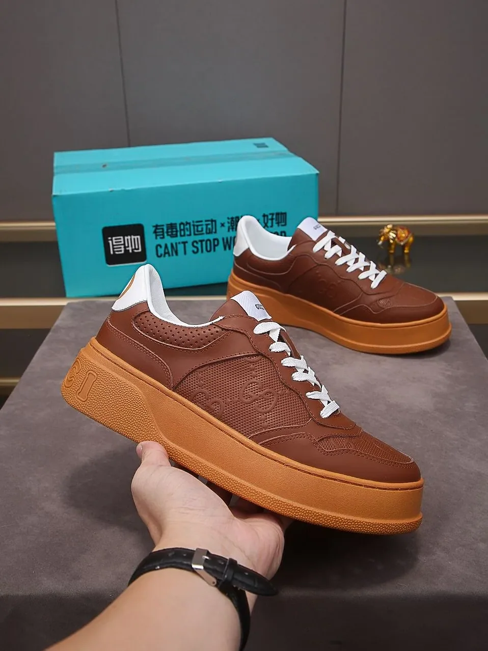 Gucci GG Embossed Sneaker Brown for Men