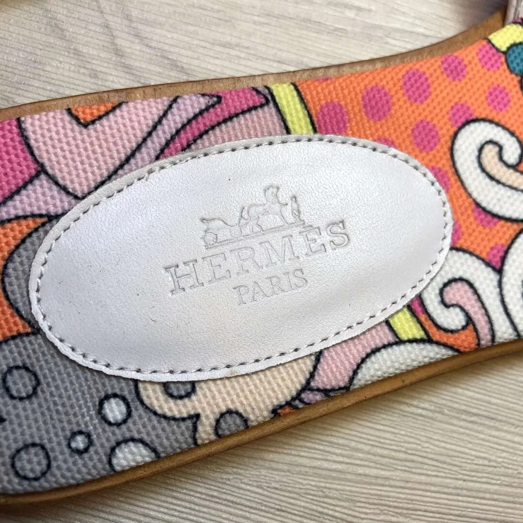 Hermes Oran Sandals White in Multicolor Hermes Oran Sandals White in Multicolor