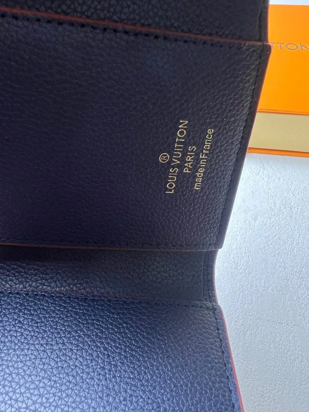 Louis Vuitton Victorine Wallet Monogram Empreinte Navy Blue in Red