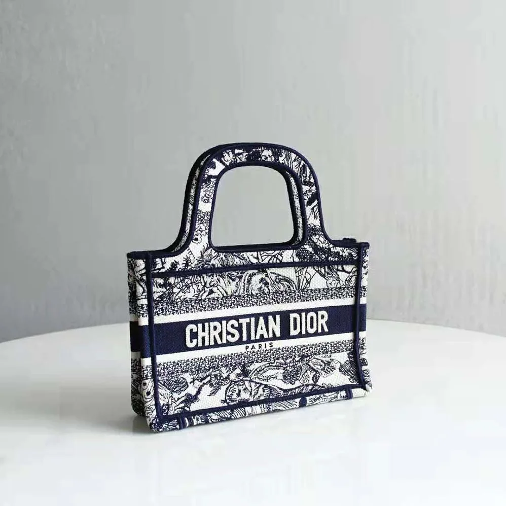 Dior Mini Dior Book Tote Blue Toile de Jouy Embroidery for Women Dior Mini Dior Book Tote Blue Toile de Jouy Embroidery for Women