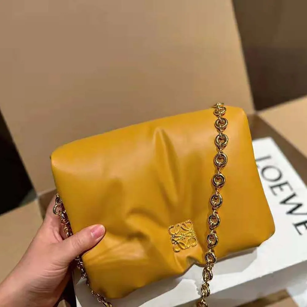 Loewe Puffer Goya Bag in Shiny Nappa Lambskin for Women in Brown