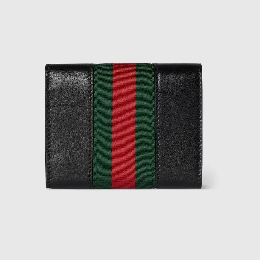 Gucci Horsebit Web Small Tri-fold Wallet / Black Gold Hardware Gucci Horsebit Web Small Tri-fold Wallet / Black Gold Hardware