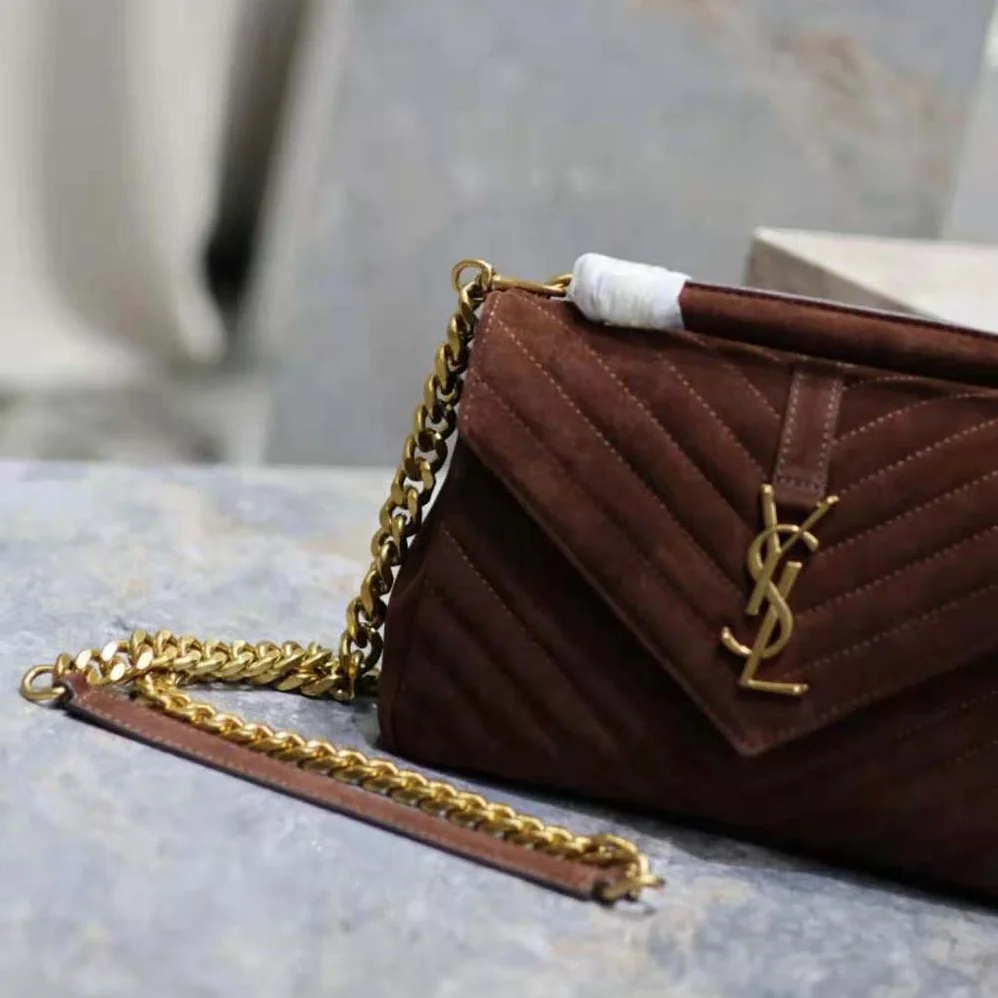 Saint Laurent YSL College Medium in Quilted Suede for Women