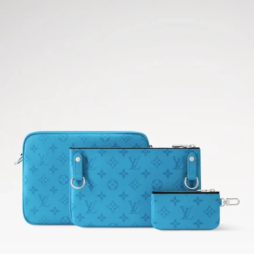 Louis Vuitton Trio Messenger Crossbody Bag in Tropical Blue Silver Hardware