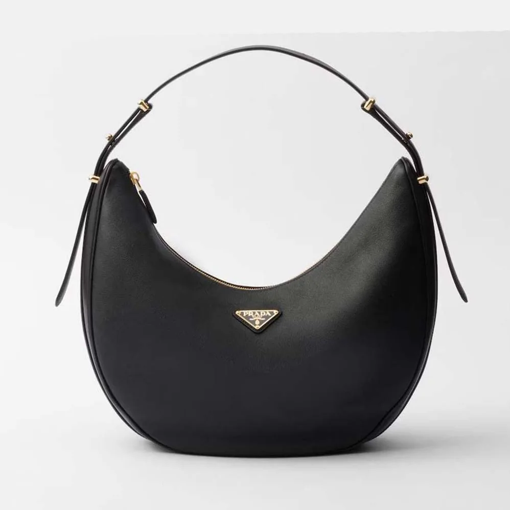 Prada Large Leather Shoulder Bag for Women in Black Prada Large Leather Shoulder Bag for Women in Black