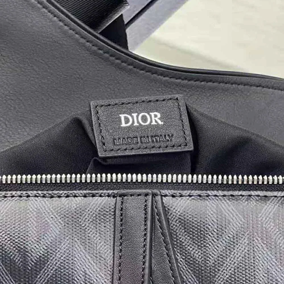 Dior Saddle Bag Black CD Diamond Canvas and Smooth Calfskin for Men