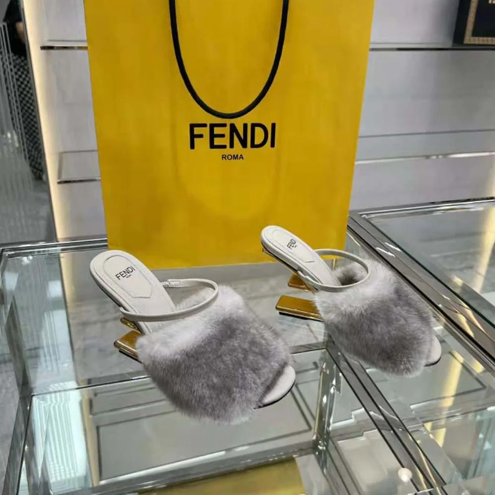 Fendi First Pale Grey Mink High for Women in Heeled Sandals