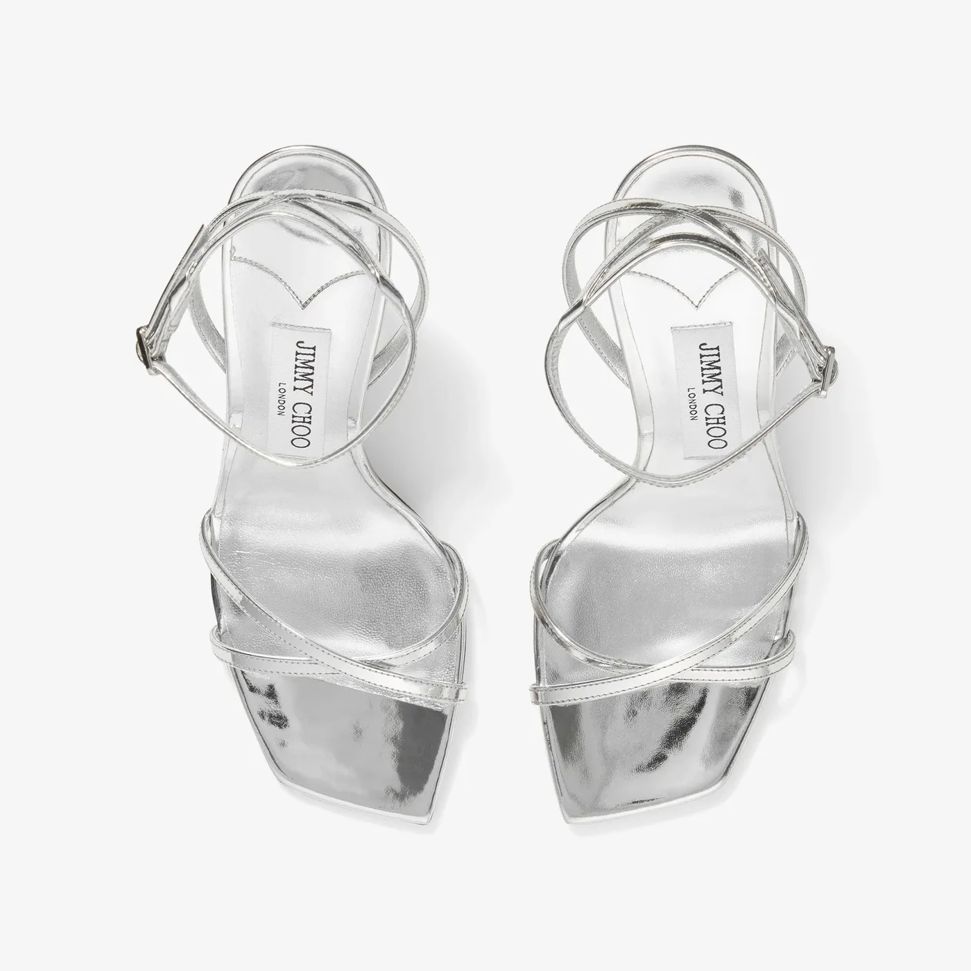 Jimmy Choo Metz 100 Metal Leather Sandal Silver METZ100QUI Jimmy Choo Metz 100 Metal Leather Sandal Silver METZ100QUI